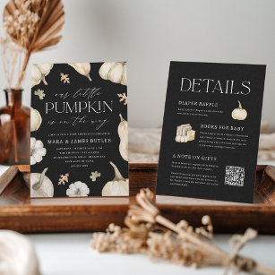 Rustic White Pumpkins All in One Baby Shower Invitation