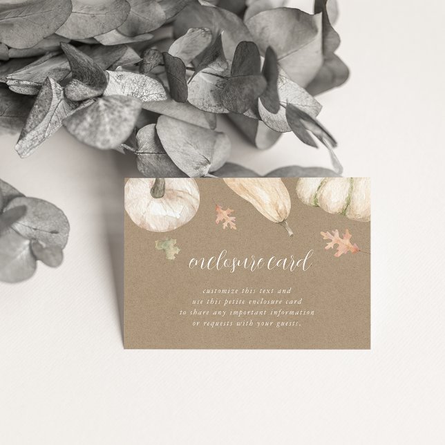 Rustic White Pumpkins Fall Baby Shower Enclosure Card (Creator Uploaded)