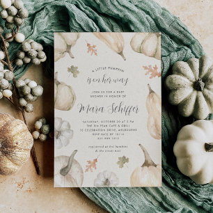 Rustic White Pumpkins Fall Baby Shower Invitation