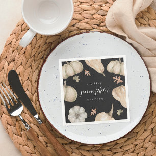 Rustic White Pumpkins Fall Baby Shower Napkins