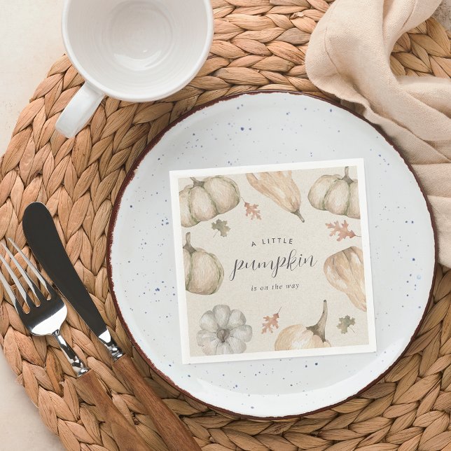 Rustic White Pumpkins Fall Baby Shower Napkins (Creator Uploaded)