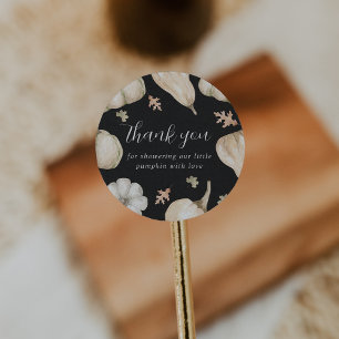 Rustic White Pumpkins Fall Baby Shower Thank You Classic Round Sticker