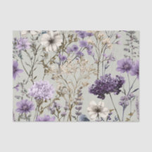 Rustic White Purple Vintage Boho Floral