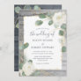 Rustic White Rose Gold Floral Greenery Wedding Invitation