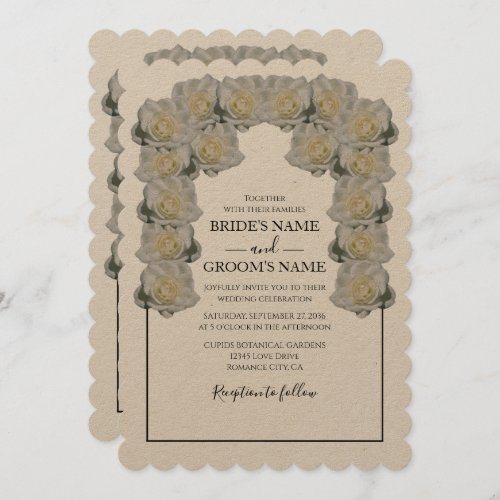 Rustic White Roses Wedding Invitations