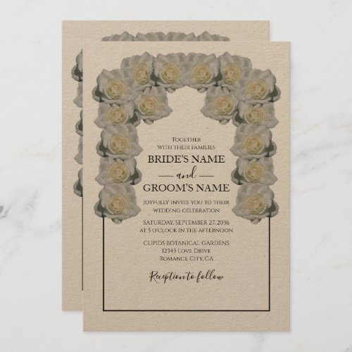 Rustic White Roses Wedding Invitations