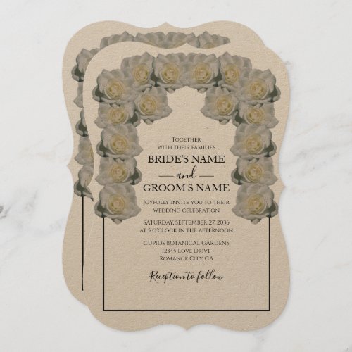 Rustic White Roses Wedding Invitations