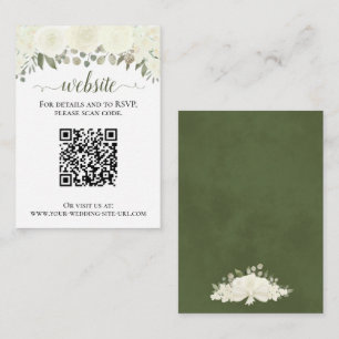 Rustic White Roses Wedding Website QR Code Enclosure Card