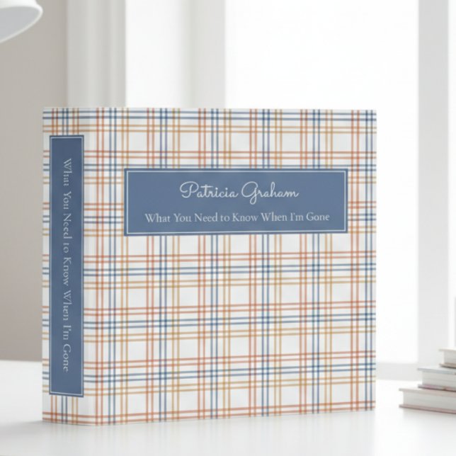 Rustic White Rust & Blue Plaid End of Life Binder (Creator Uploaded)