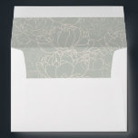 Rustic White & Sage Green Return Address Wedding Envelope<br><div class="desc">Designed to coordinate with our Romantic Script wedding collection, this customizable Invitation envelope with pre-printed return address, features a white envelope with black text and botanical line art pattern set on a sage green background on the inside. To make advanced changes, please select "Click to customize further" option under Personalize...</div>