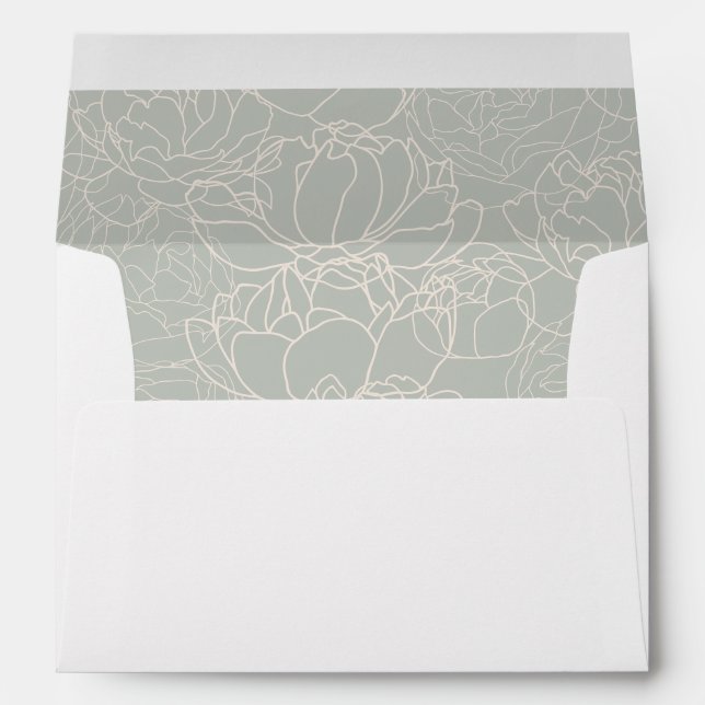 Rustic White & Sage Green Return Address Wedding Envelope (Back (Bottom))