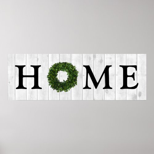 Rustic White Shiplap Wood Boxwood Wreath Home Poster