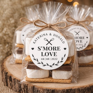 Rustic White Smore Love Wedding Favor Design Classic Round Sticker