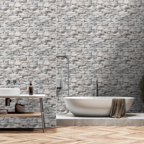 Rustic White Stone Brick Wallpaper