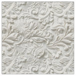 Rustic white tooled leather fabric