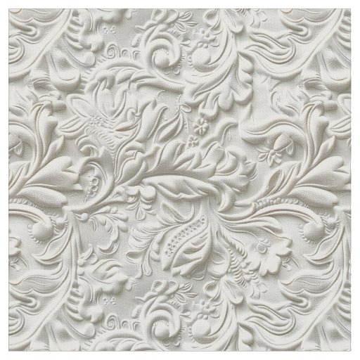 Rustic white tooled leather fabric