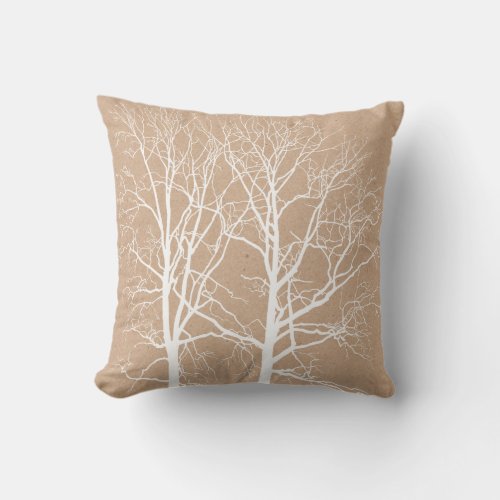 Rustic White Trees Throw Pillow