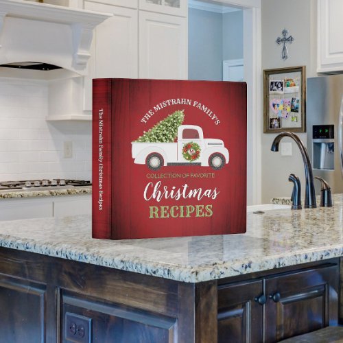 Rustic White Truck Christmas Recipe Cookbook 3 Ring Binder