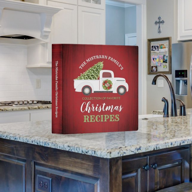 Rustic White Truck Christmas Recipe Cookbook 3 Ring Binder (Creator Uploaded)