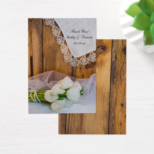Rustic White Tulips Country Barn Wedding Favor Tag