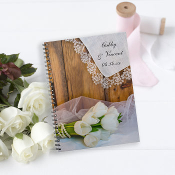 Rustic White Tulips Country Barn Wedding Notebook by loraseverson at Zazzle