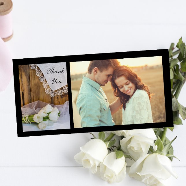 Rustic White Tulips Country Barn Wedding Thank You Card (Creator Uploaded)