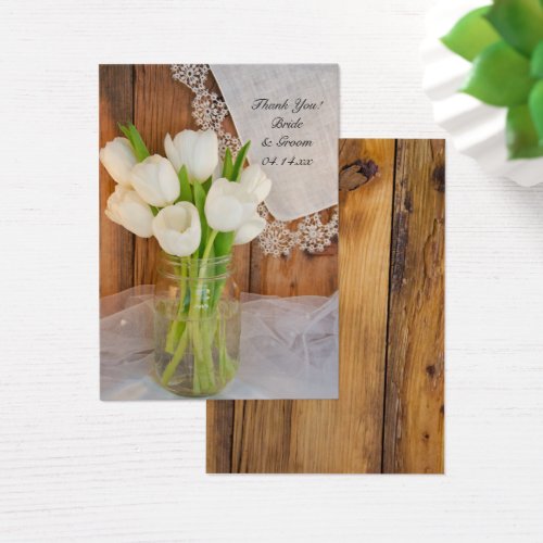 Rustic White Tulips in Mason Jar Wedding Favor Tag