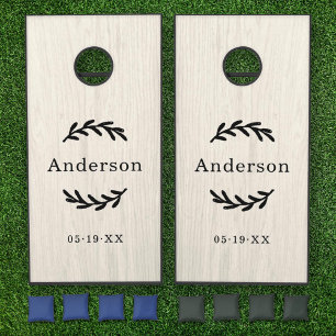 Rustic White Washed Laurel Wedding Family Cornhole Set