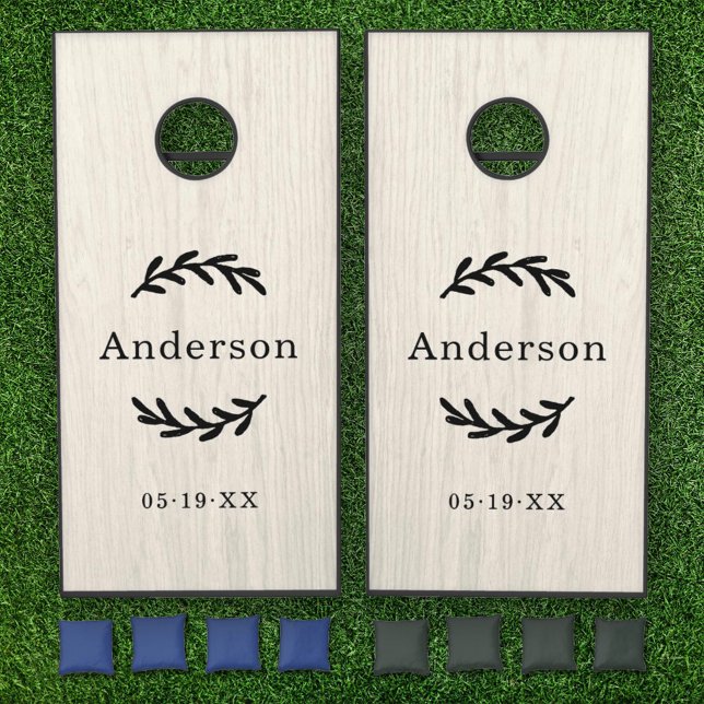 Rustic White Washed Laurel Wedding Family Cornhole Set (Creator Uploaded)