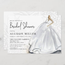 Rustic White Wedding Dress Bridal Shower  Invitation