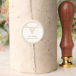 Rustic White Western Cow Skull Wedding Wax Seal Stamp<br><div class="desc">Rustic western white bull cow skull country cowboy wedding custom wax seal stamp kit. Vintage farmhouse printed distressed texture. Old wild west style antique,  cool,  trendy,  modern farm animal design. Image copyright Marg Seregelyi Photography.</div>