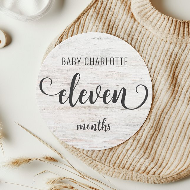 Rustic White Wood Baby Milestone 11-12 Months Sign (Creator Uploaded)