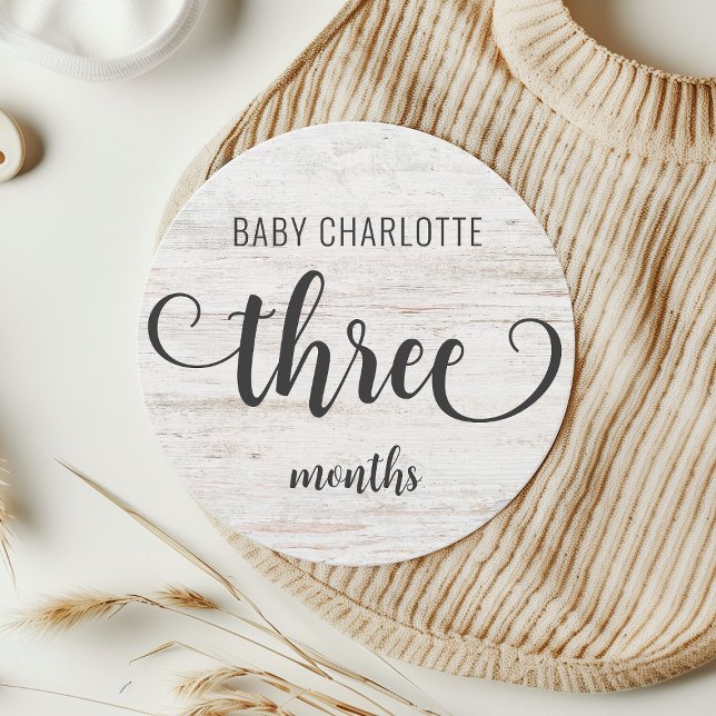 Rustic White Wood Baby Milestone 3-4 Months Sign (Creator Uploaded)