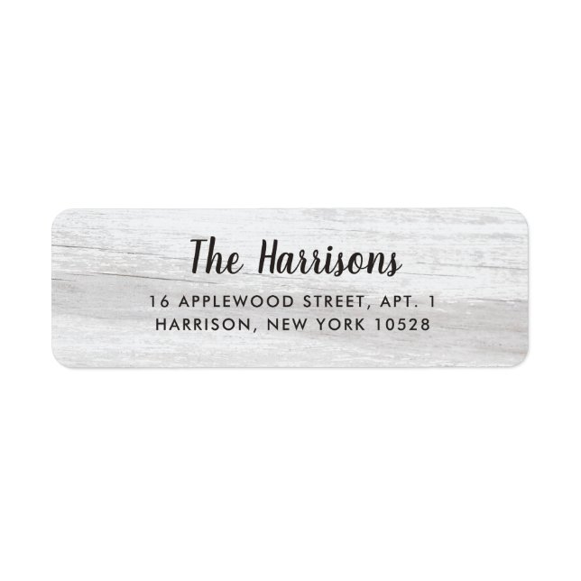 Rustic White Wood  | Black Script Label (Front)