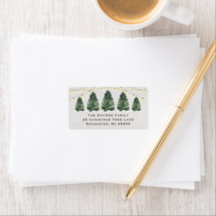 Rustic White Wood Christmas Tree Farm Address Label