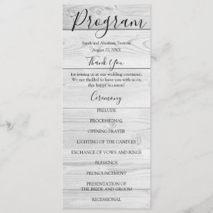 Rustic White Wood Country Wedding Programs