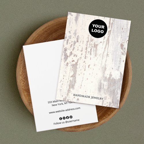Rustic White Wood  Earring Display Business Card
