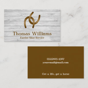 Rustic White Wood Equestrian Horse Farrier Service Business Card