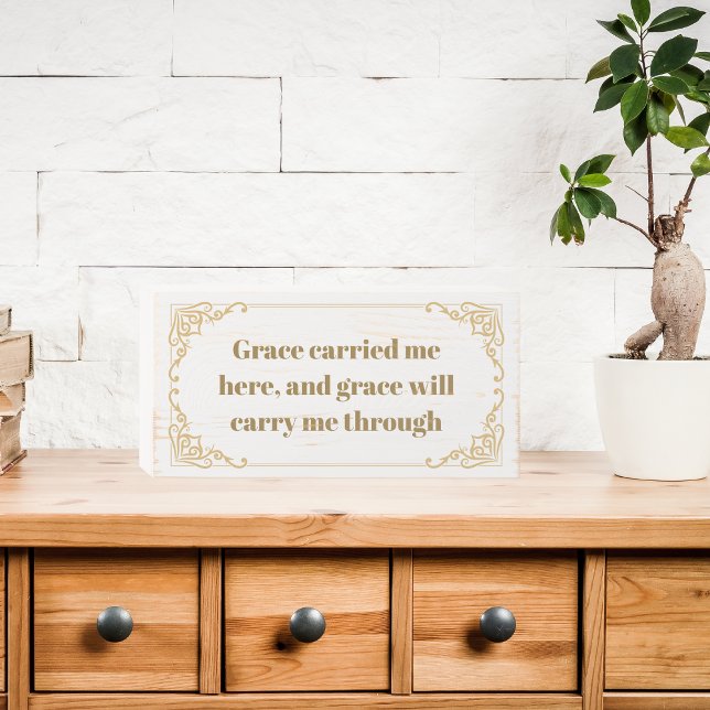Rustic White Wood Faith Quote Brown Frame Wooden Box Sign (Creator Uploaded)