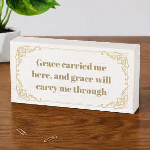 Rustic White Wood Faith Quote Brown Frame Wooden Box Sign
