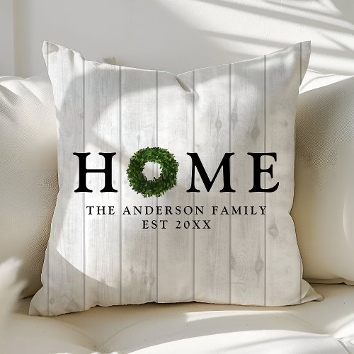 Custom Throw Pillows 8 Rustic White Wood Farmhouse Boxwood Wreath Home Throw Pillow