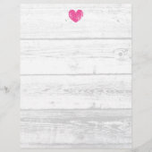 Rustic white wood grain line wedding letterhead (Front)