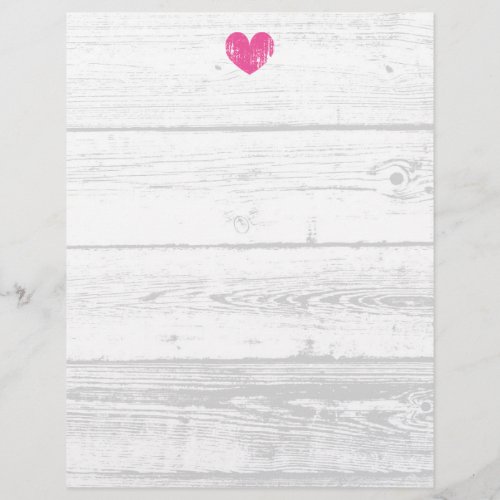 Rustic white wood grain line wedding letterhead