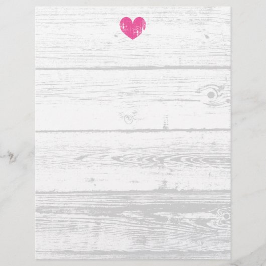 Rustic white wood grain line wedding letterhead (Front)