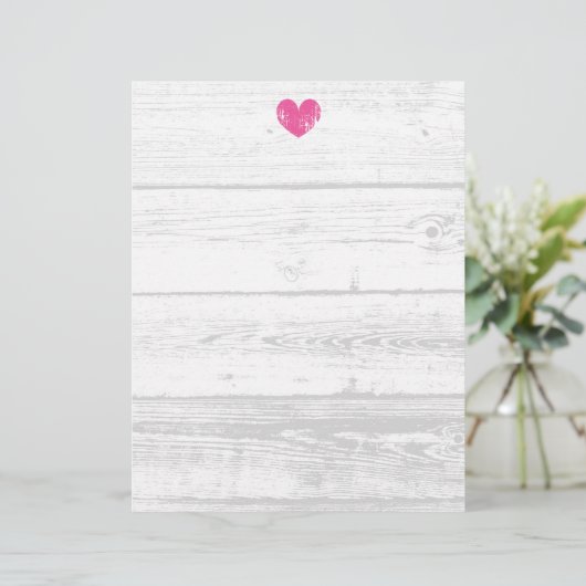 Rustic white wood grain line wedding letterhead (Standing Front)