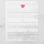 Rustic white wood grain line wedding letterhead (Front/Back)