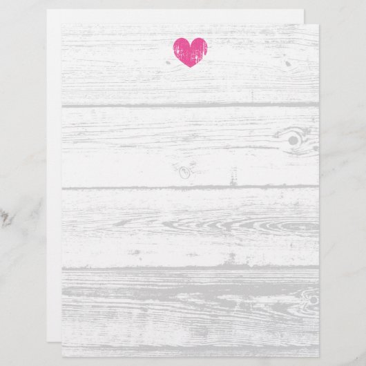 Rustic white wood grain line wedding letterhead (Front/Back)