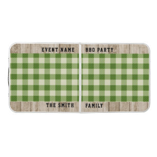 Rustic White Wood Green Plaid Custom BBQ Party Beer Pong Table