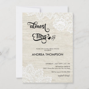 Rustic White Wood   Lace Bridal Shower Invitation
