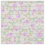 Rustic White Wood Mint Green Blush Pink Flowers Fabric